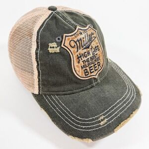 Miller High Life Trucker Hat Distressed Snapback Angry Minnow Vintage Cap